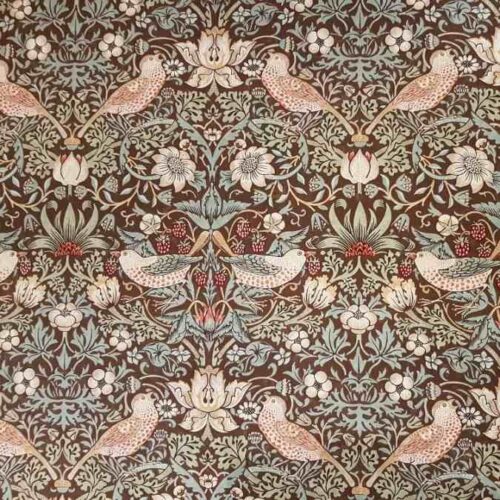 ...William Morris ORIGINAL Strawberry Thief Stoff brown