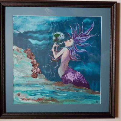 .Mermaid in Love Malerei Acryl 60x60cm UNIKAT