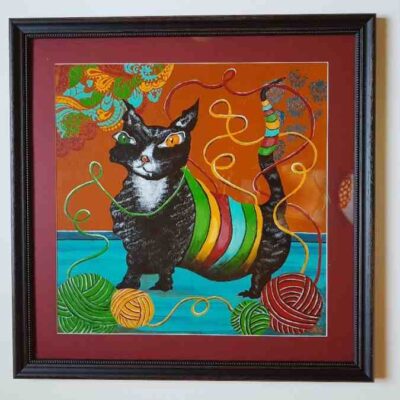 ..Böse Katze Malerei Acryl 60x60cm
