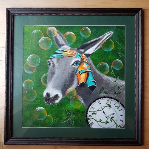 Malerei Verträumter Esel 60x60 cm Unikat VERKAUFT
