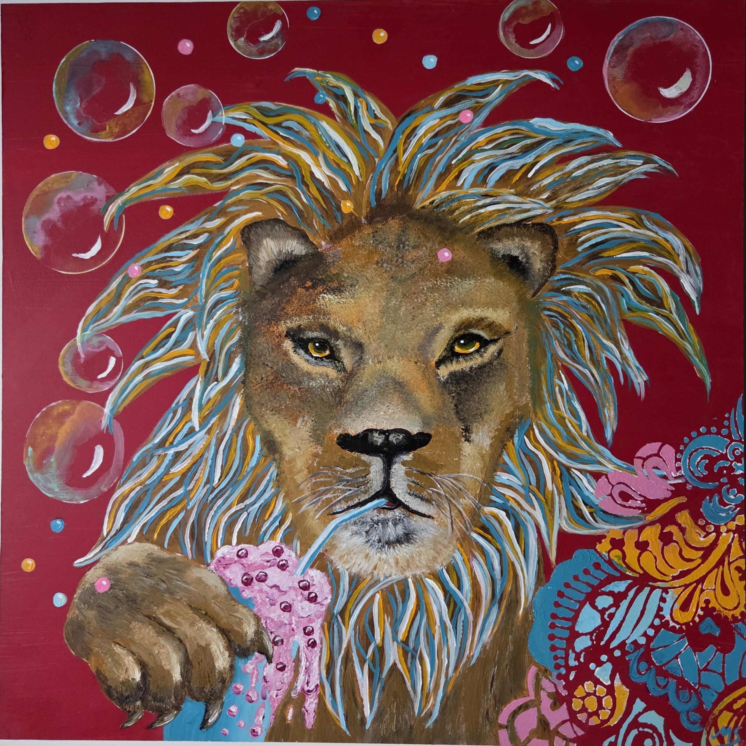 ...Löwenbild "Smoothie Leon" 60x60cm Marty Colourful Collection – Bild 2