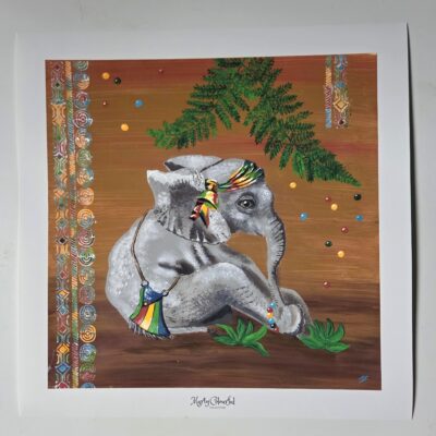 ..Elefantenbild "Hippie Elefant"Kunstdruck 40x40cm Marty Colourful Collection