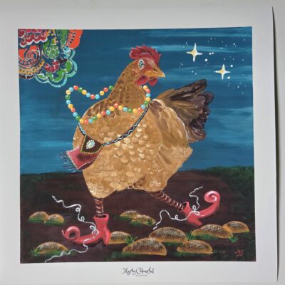 .Hühner Bild "wilde Hilde" Kunstdruck 40x40cm Marty Colourful Collection