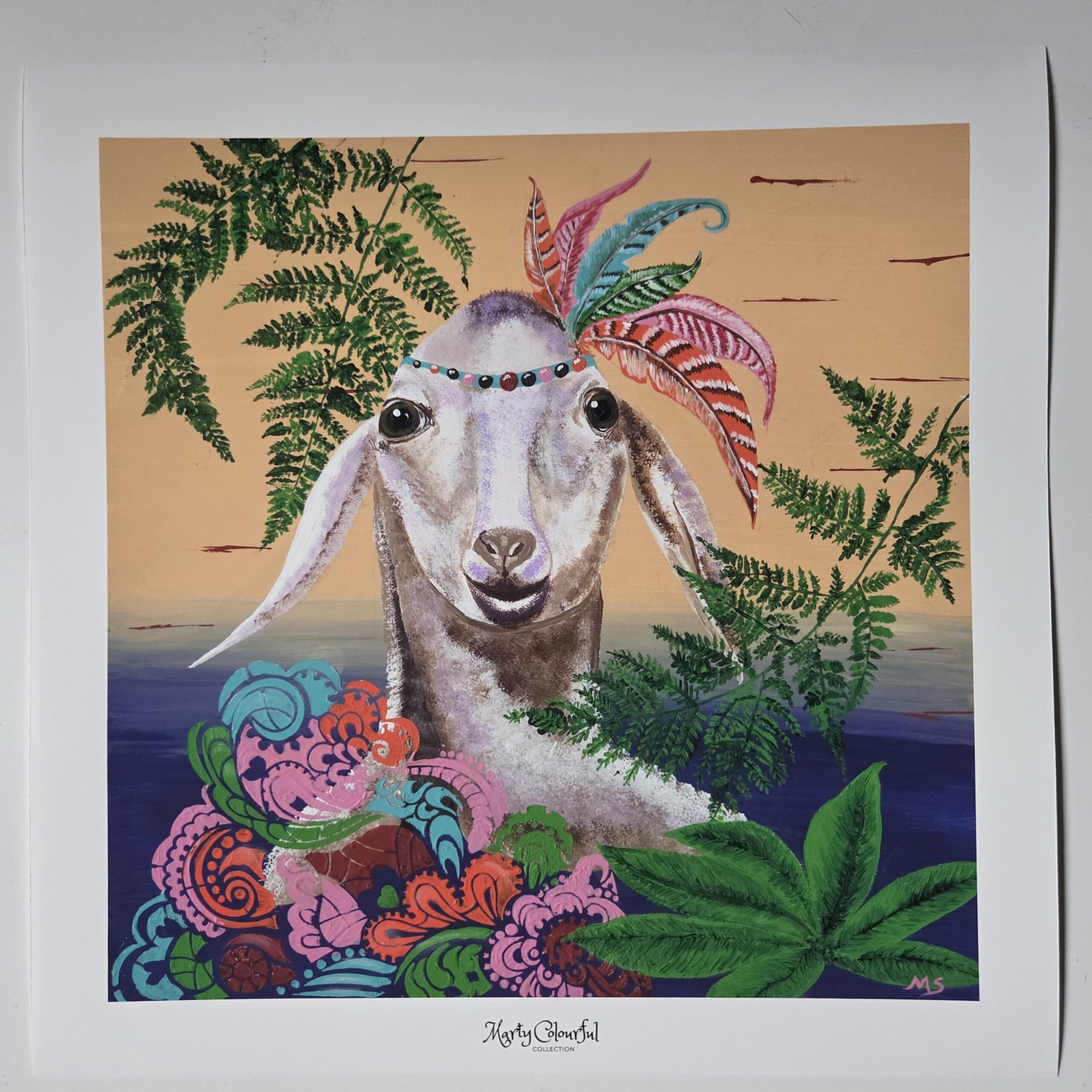 ..Bild "mutiges Schaf" Kunstdruck 40x40cm Marty Colourful Collection