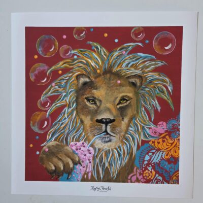 ...Löwen Bild "Smoothie Leon" 40x40cm Kunstdruck Marty Colourful Collection