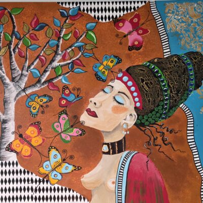 original Acrylmalerei "Summerdream" mit Blattgold 80x60cm