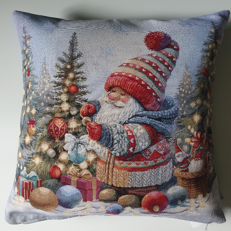 ..Niedlicher Weihnachtswichtel Kissenhülle Gobelin 45x45 cm