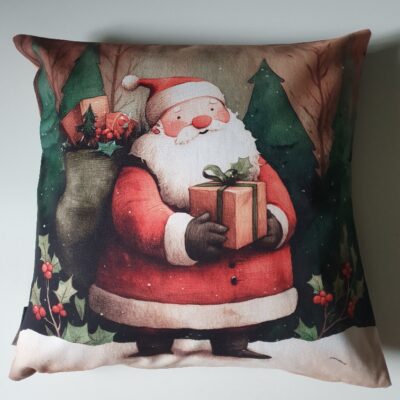..Farbefrohe Weihnachtskissenhülle mit Weihnachtsmann 50x50cm