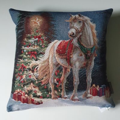 Weihnachtskissenhülle mit Pferd Gobelin 45x45 cm