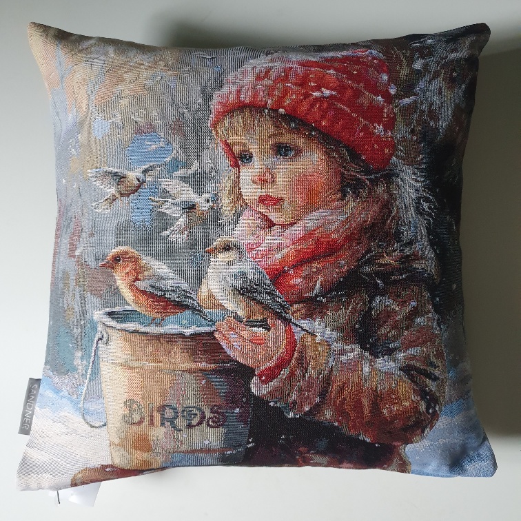 . Kissenhülle Wintermädchen Gobelin 45x45 cm